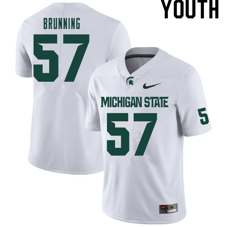 Youth #57 Evan Brunning Michigan State Spartans College Football Jerseys Sale-White